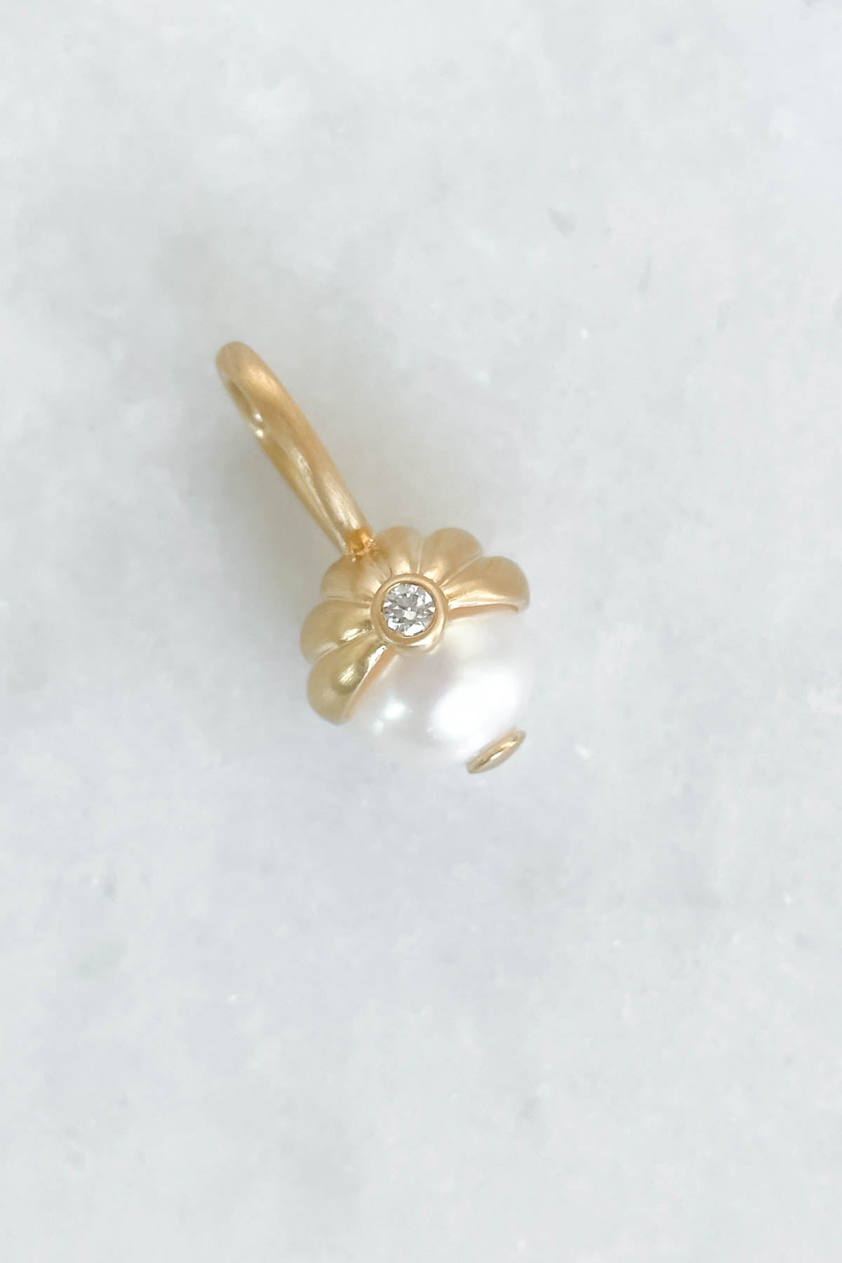 Scallop Diamond Pearl Charm