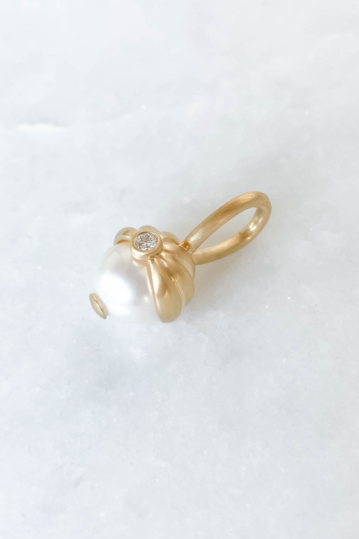 Scallop Diamond Pearl Charm