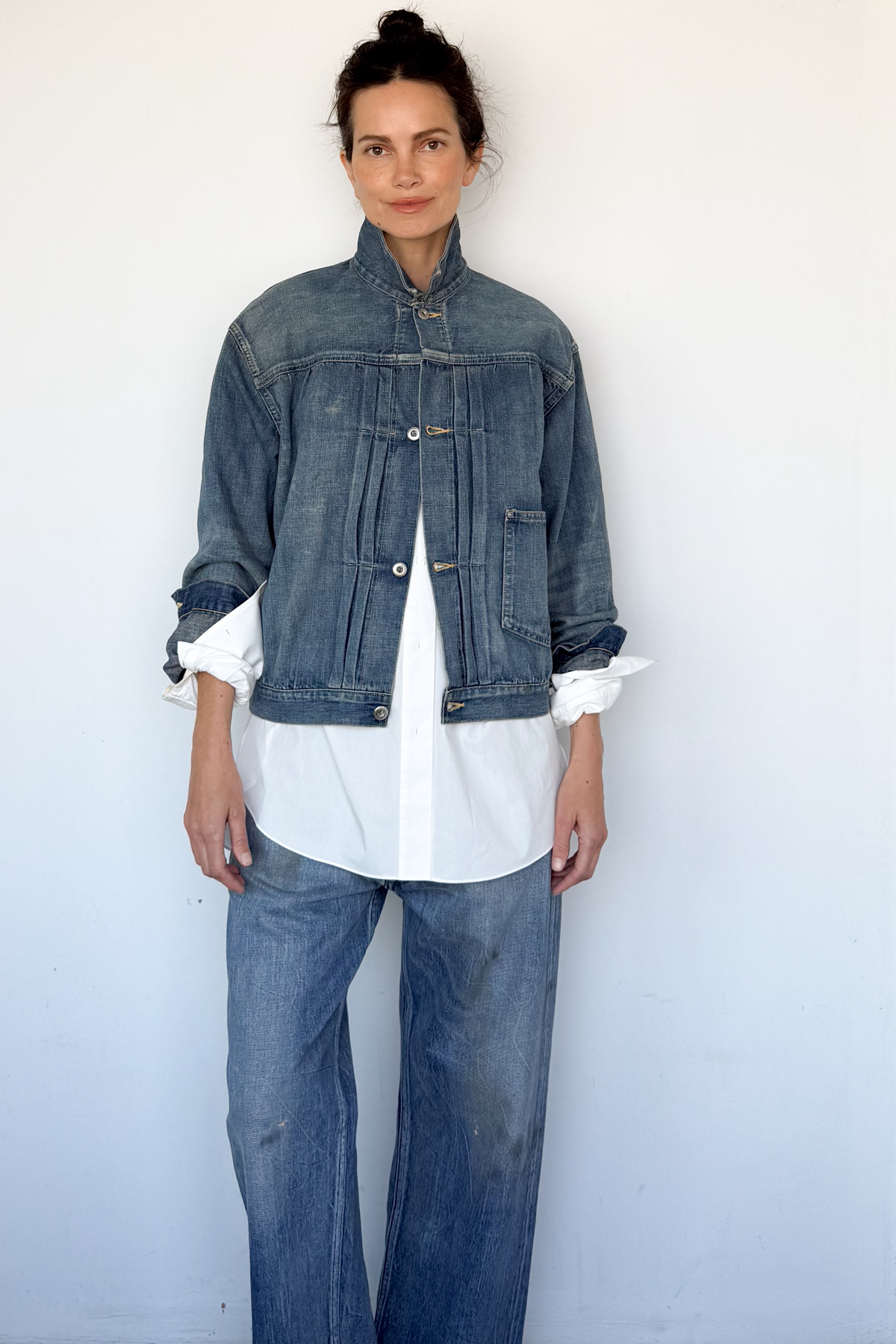 Nep Pleated Denim Jacket