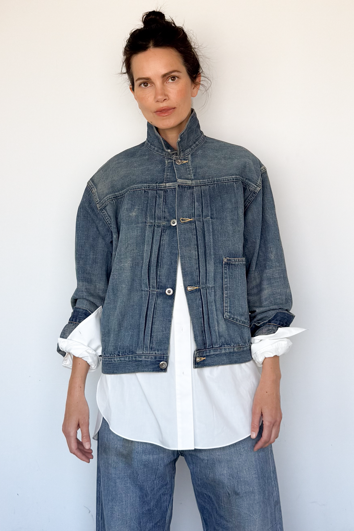 Nep Pleated Denim Jacket