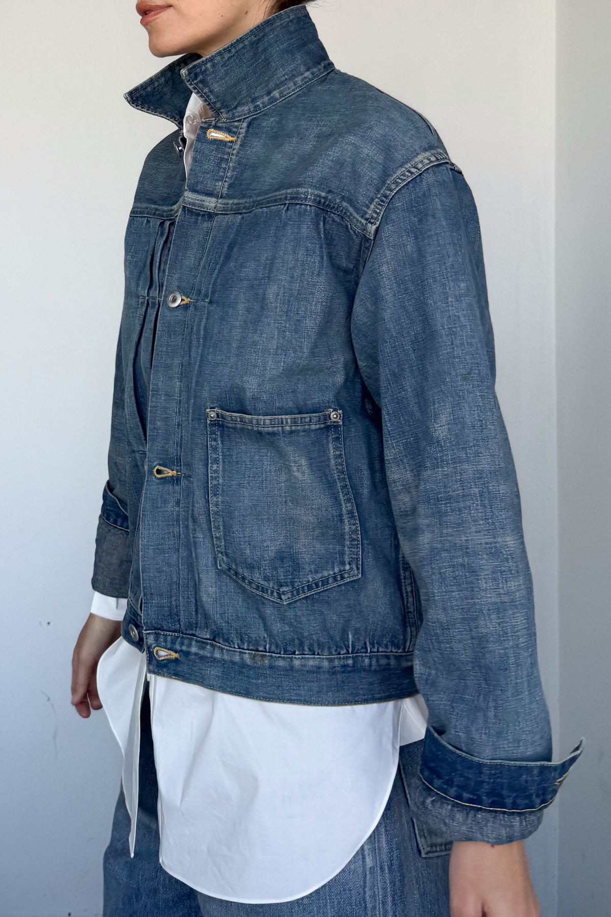 Nep Pleated Denim Jacket