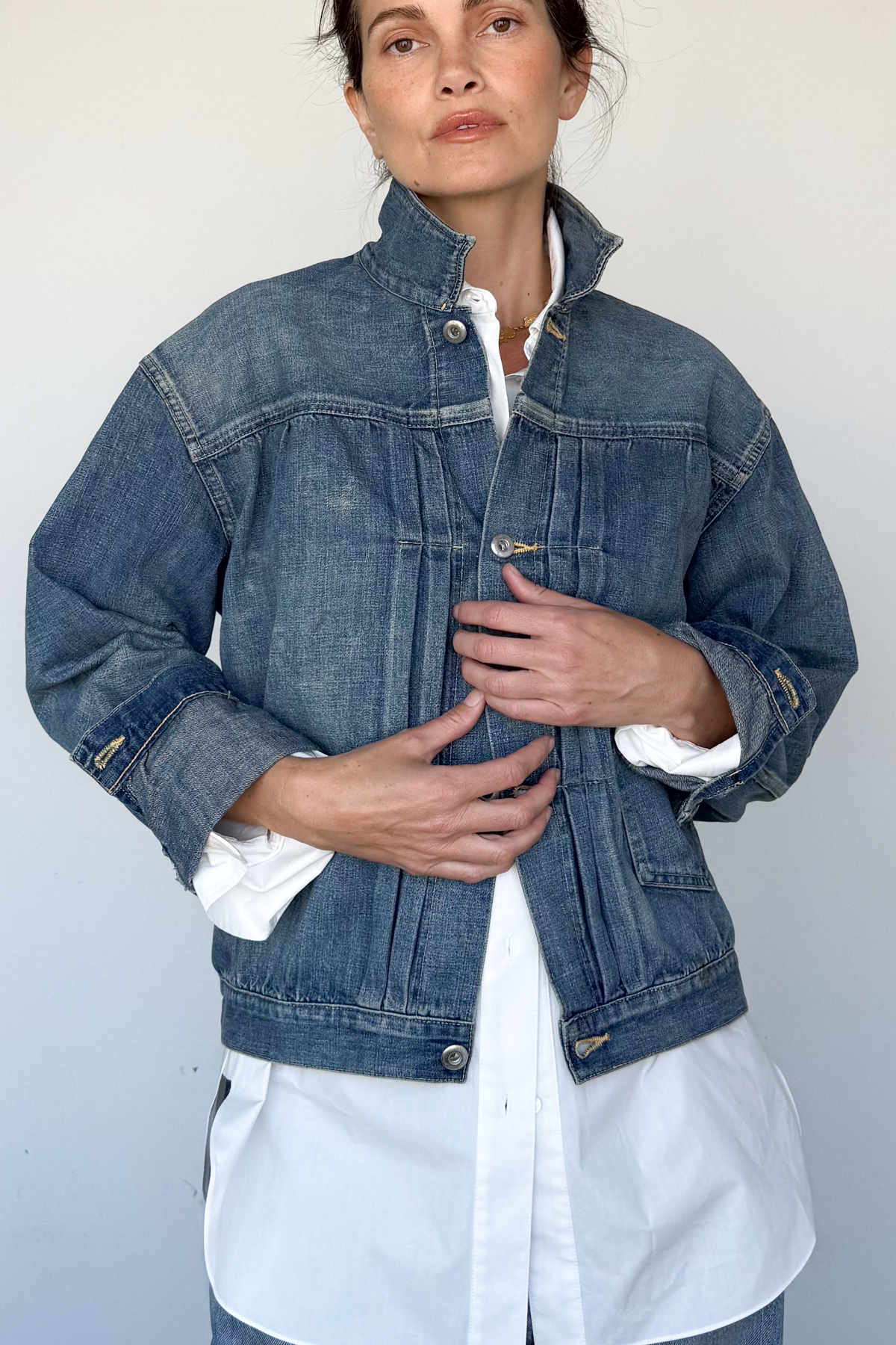 Nep Pleated Denim Jacket