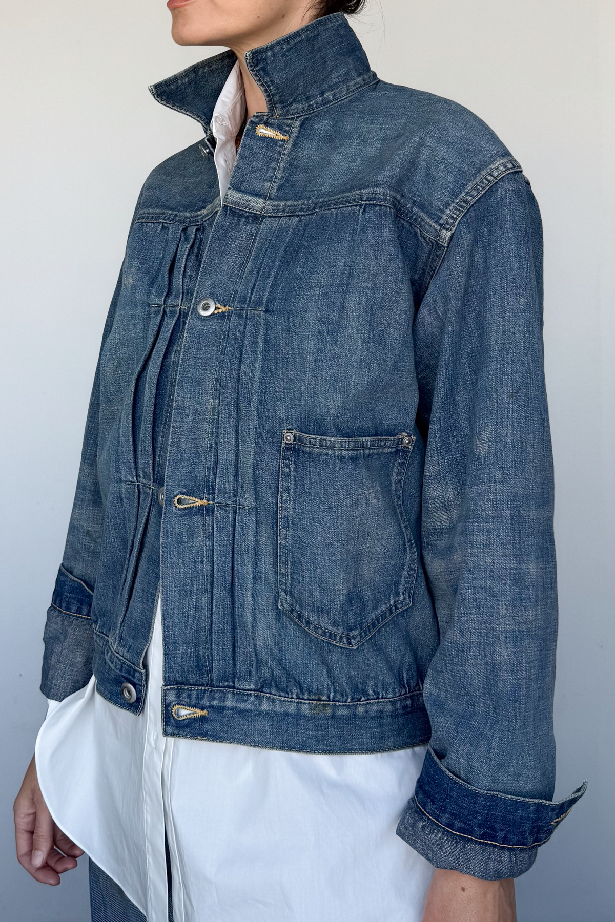 Nep Pleated Denim Jacket