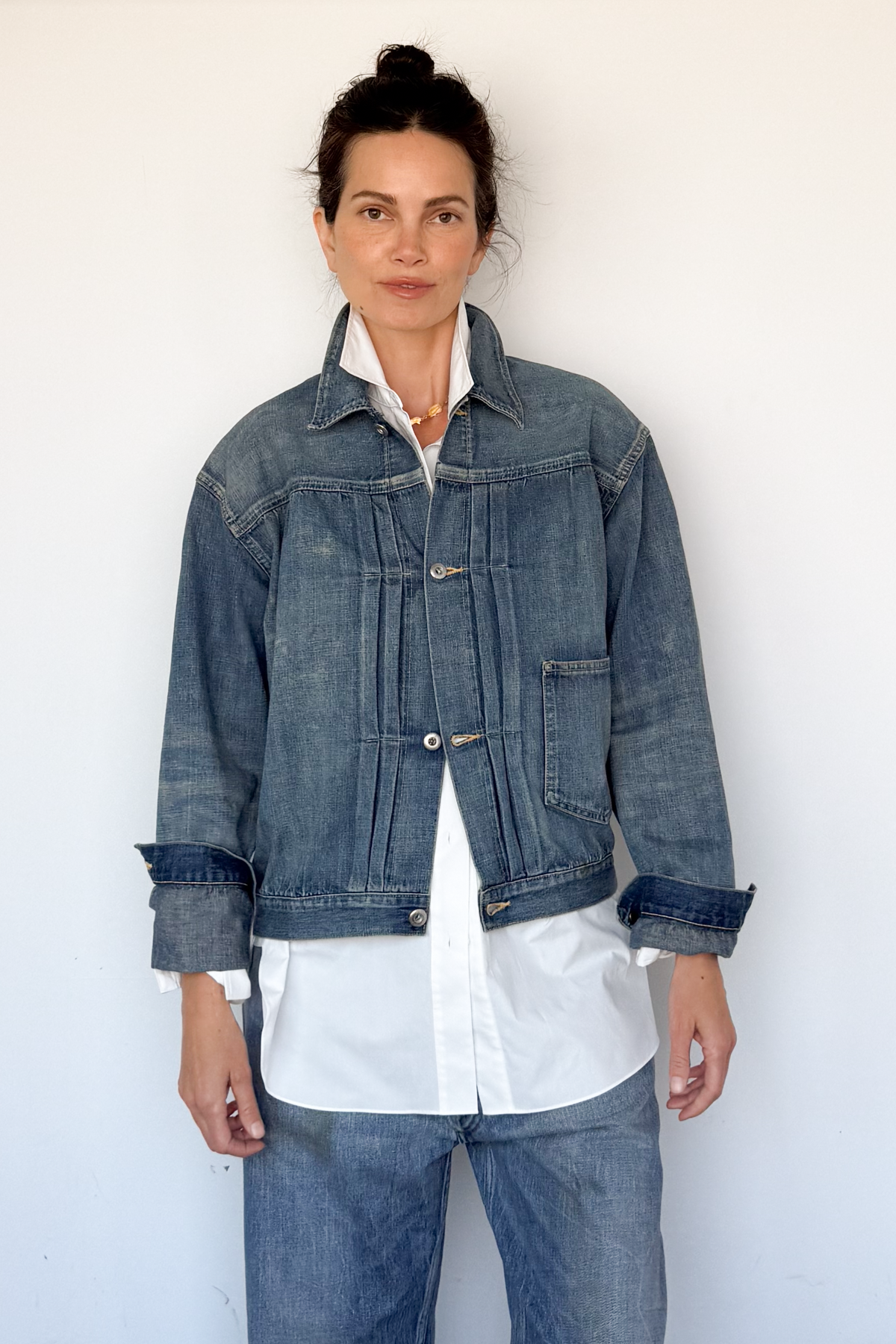 Nep Pleated Denim Jacket