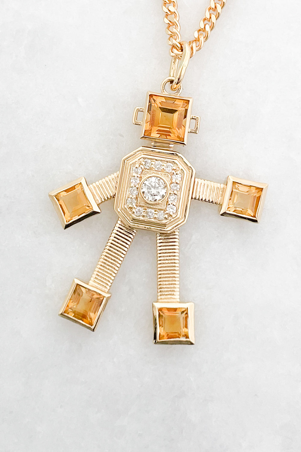 Citrine Piccolo Robot Necklace