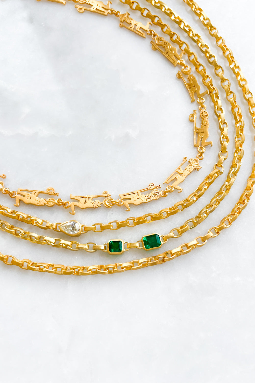 Double Emerald Signature Chain Necklace