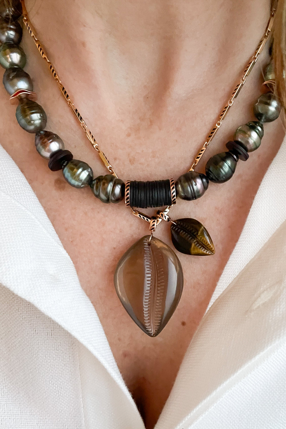 Golden Tiger Eye Cowry Charm