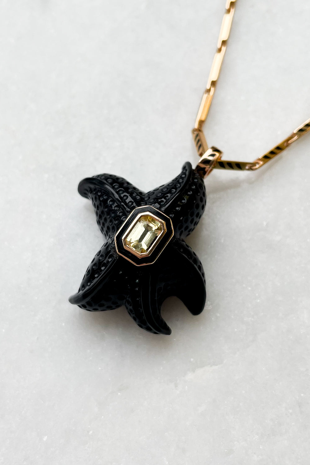 Onyx Starfish with Sapphire Charm