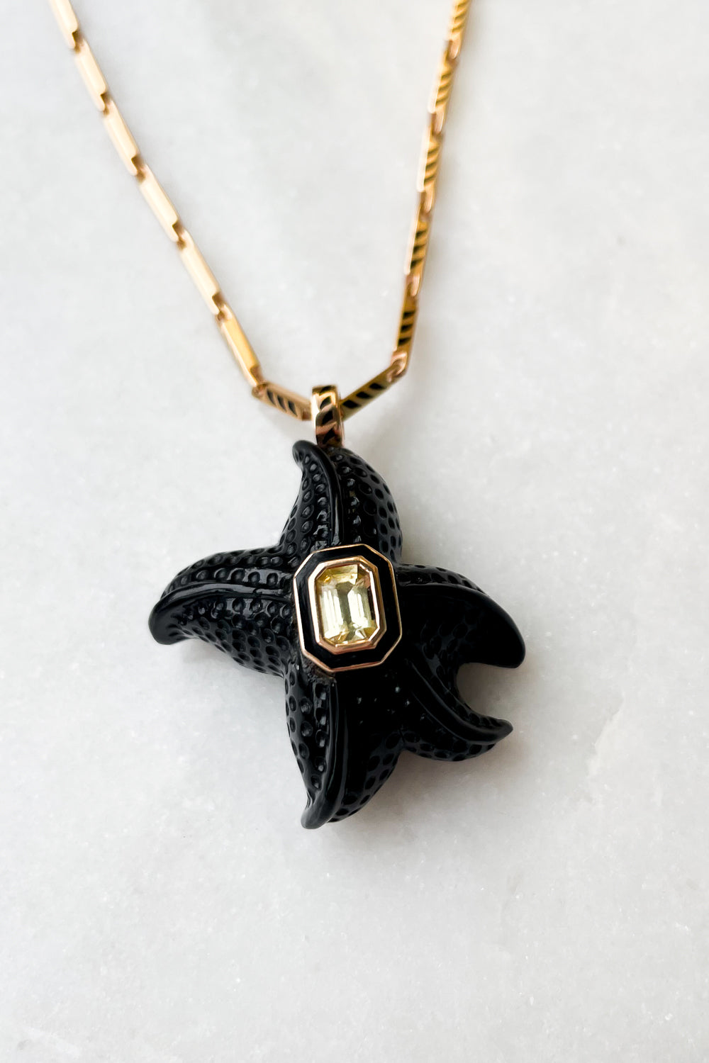 Onyx Starfish with Sapphire Charm