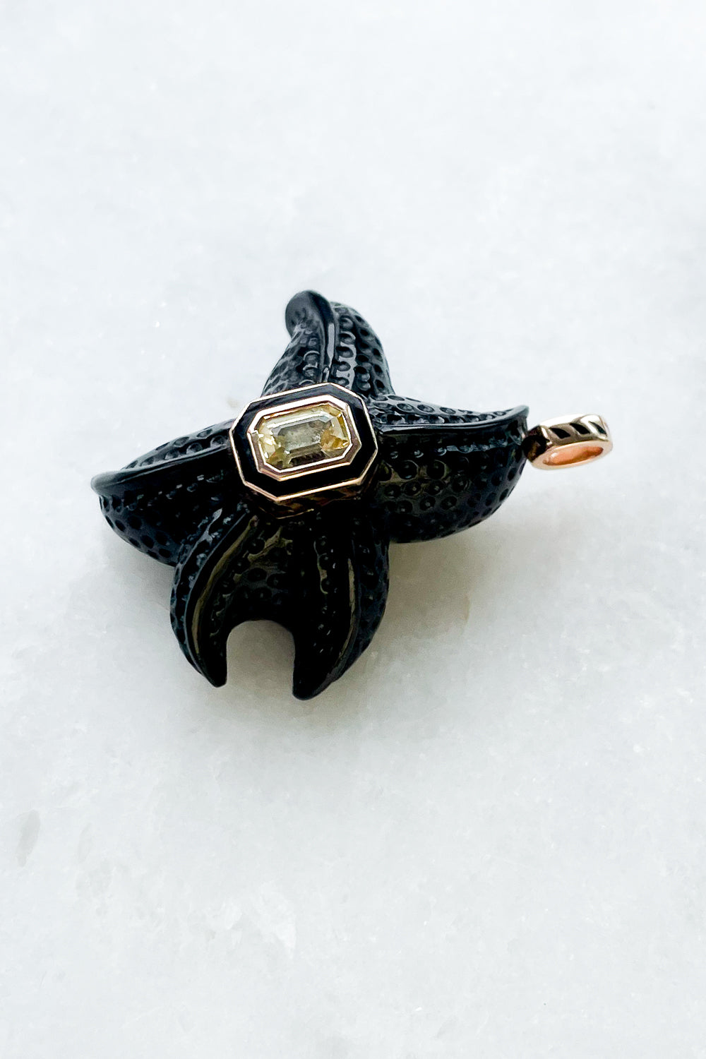 Onyx Starfish with Sapphire Charm