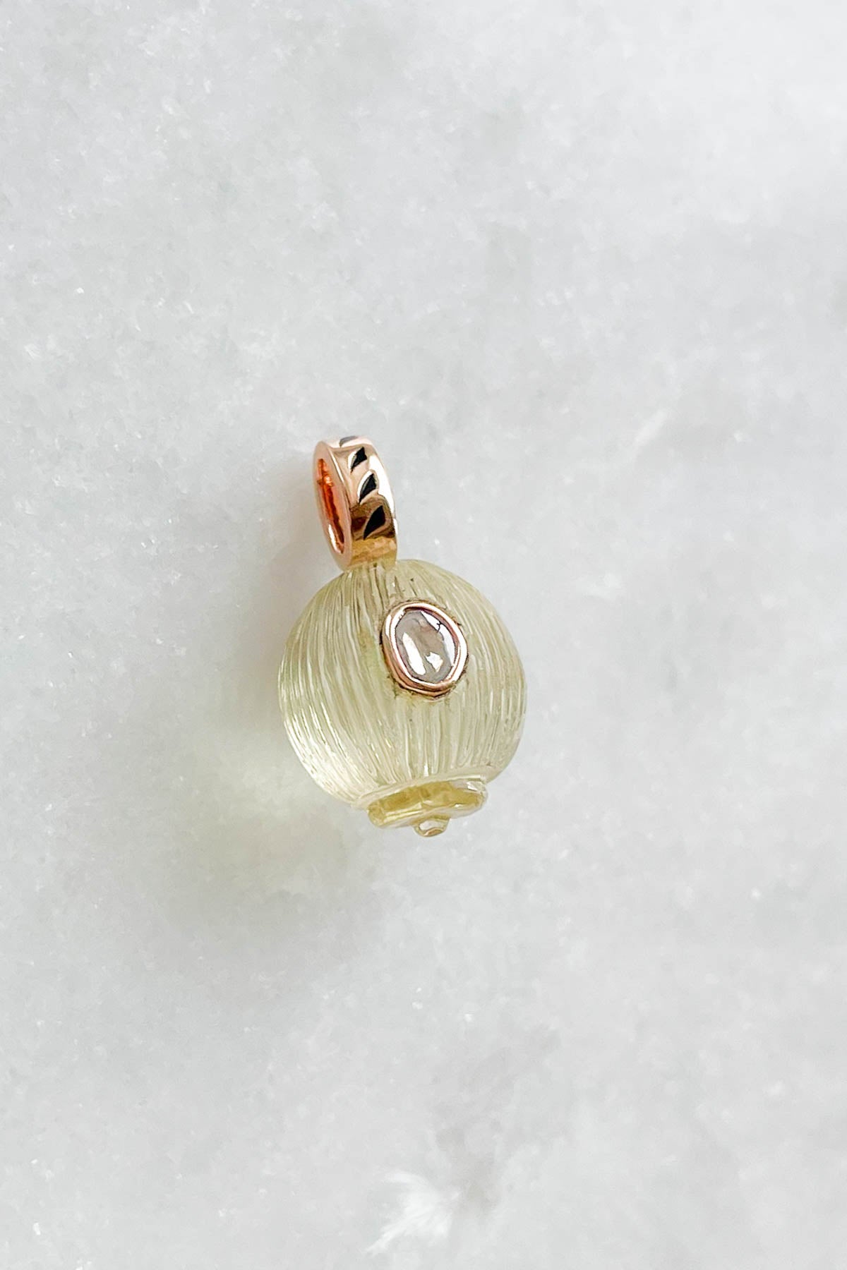 Petite Lemon Quartz Coquito with Diamond Charm