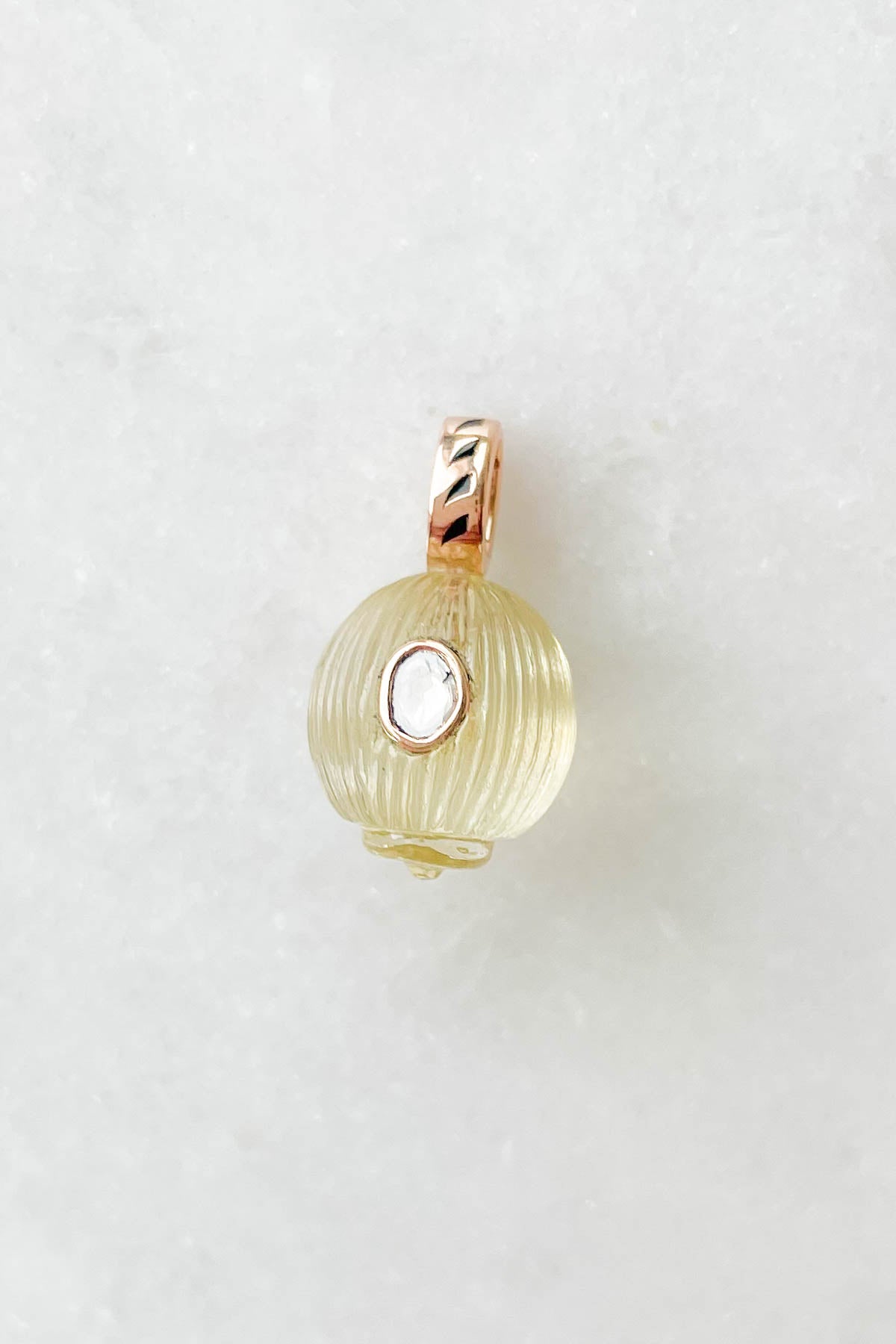 Petite Lemon Quartz Coquito with Diamond Charm