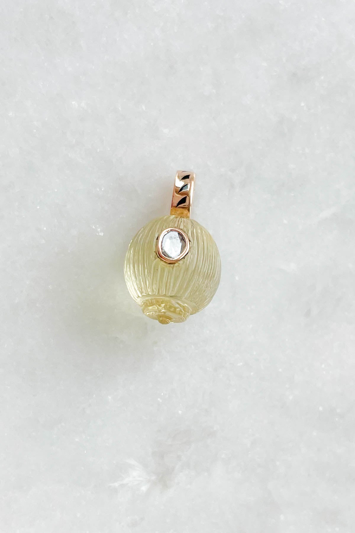 Petite Lemon Quartz Coquito with Diamond Charm