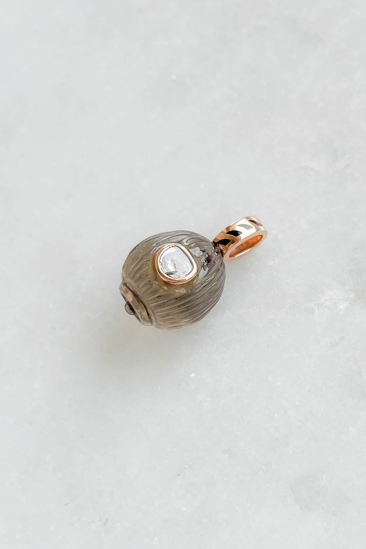 Petite Smokey Quartz Coquito with Diamond Charm