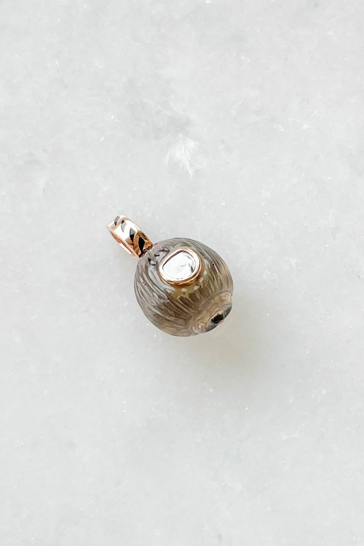 Petite Smokey Quartz Coquito with Diamond Charm