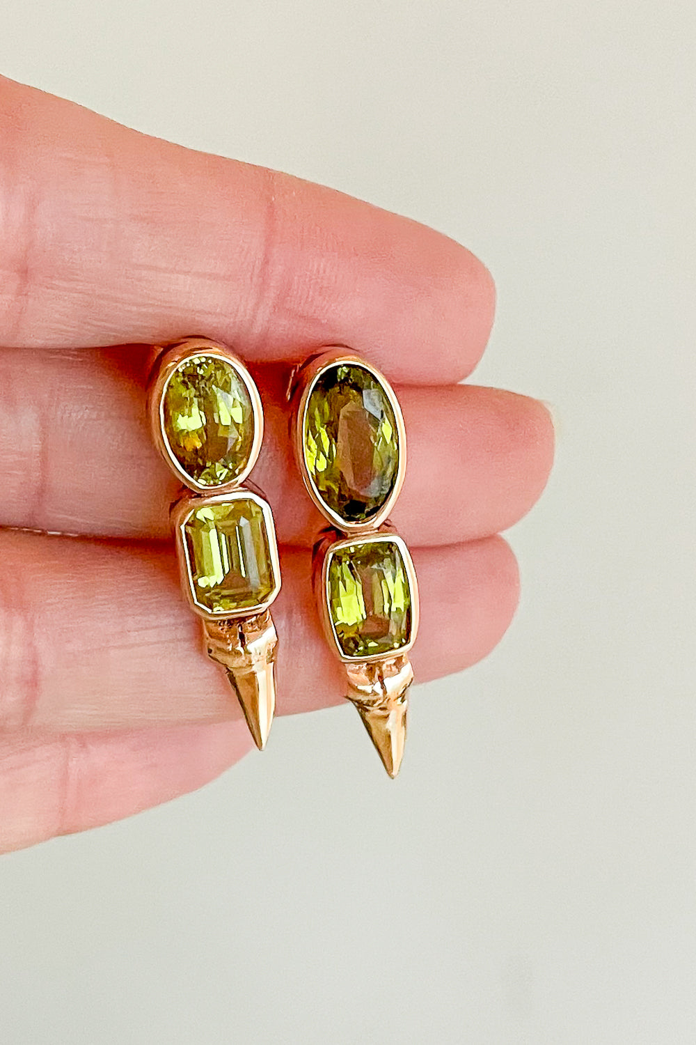 Chrysoberyl Shark Tooth Earrings