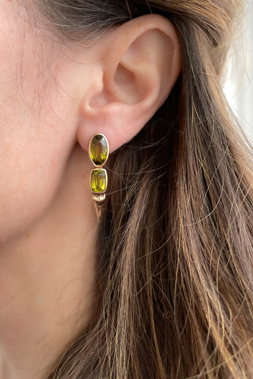 Chrysoberyl Shark Tooth Earrings