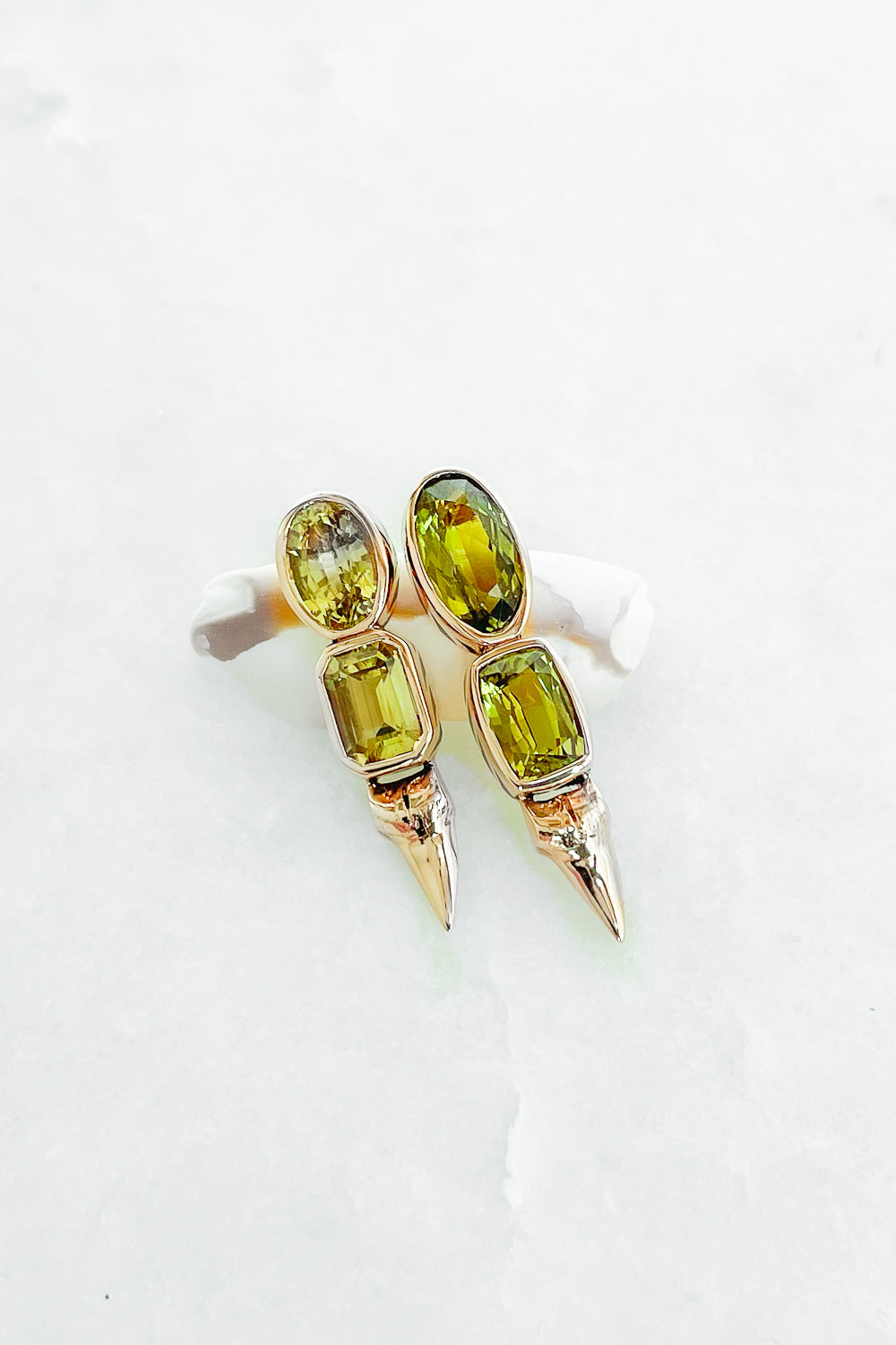 Chrysoberyl Shark Tooth Earrings