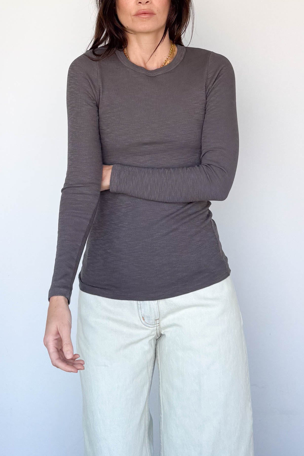 Textured Long Sleeve Crewneck