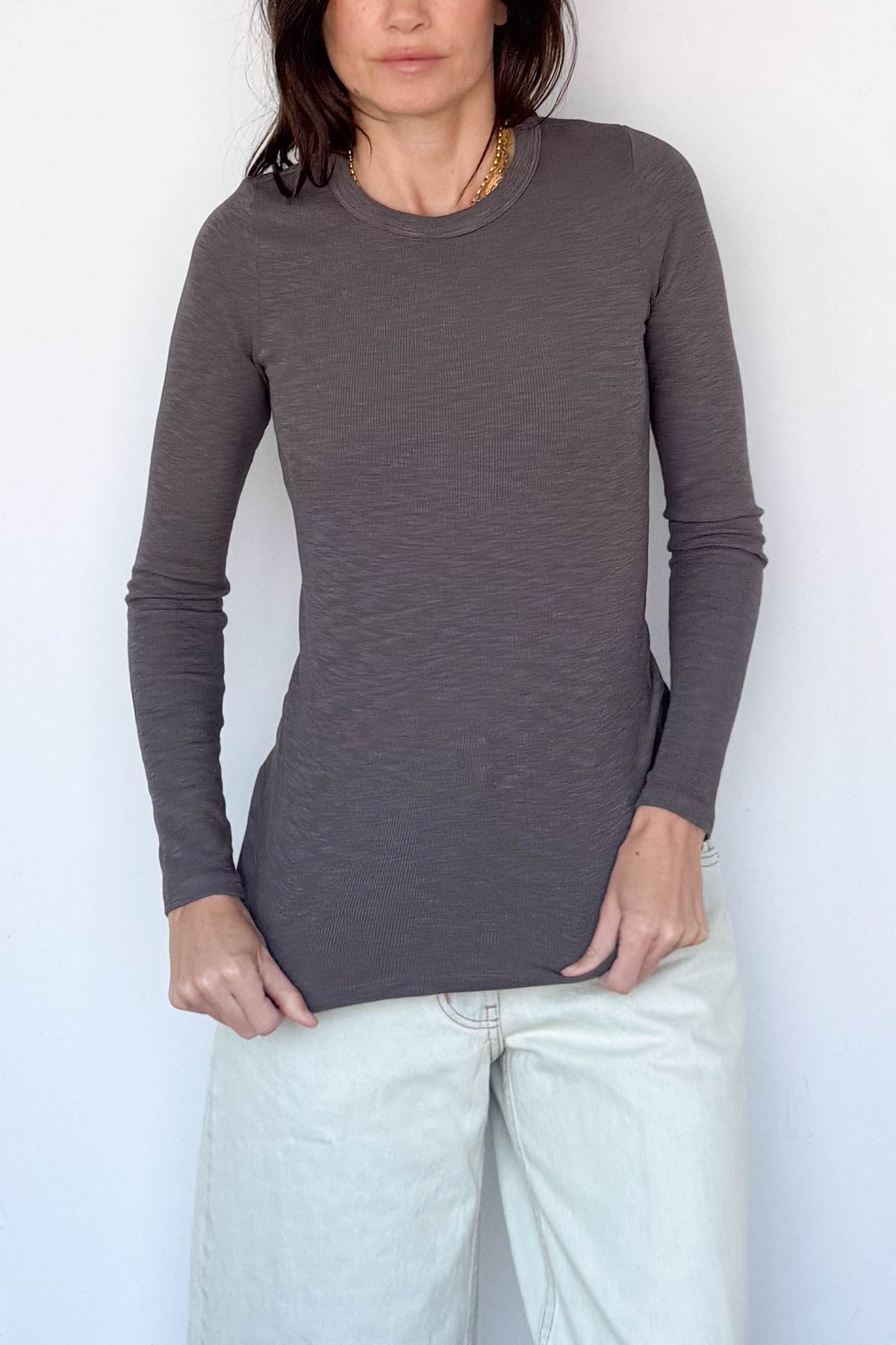 Textured Long Sleeve Crewneck