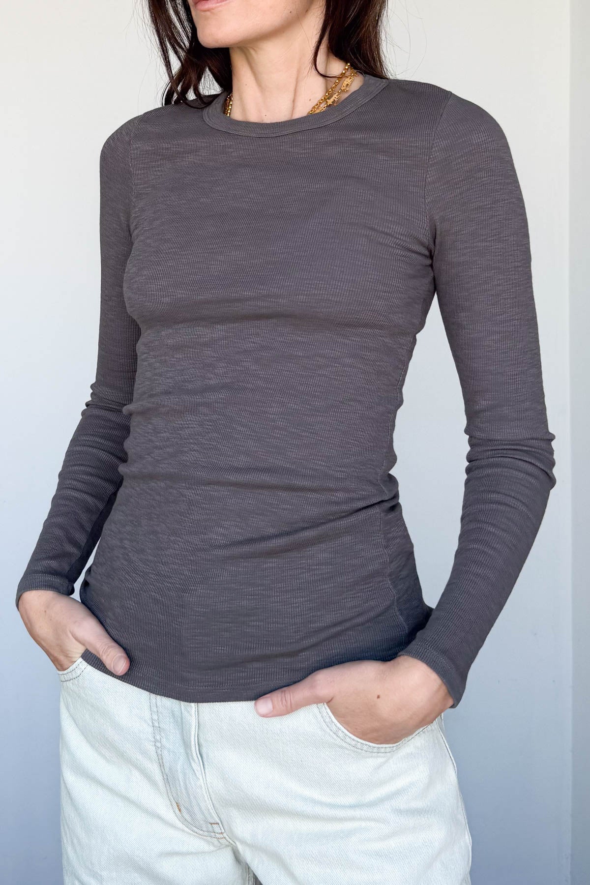 Textured Long Sleeve Crewneck