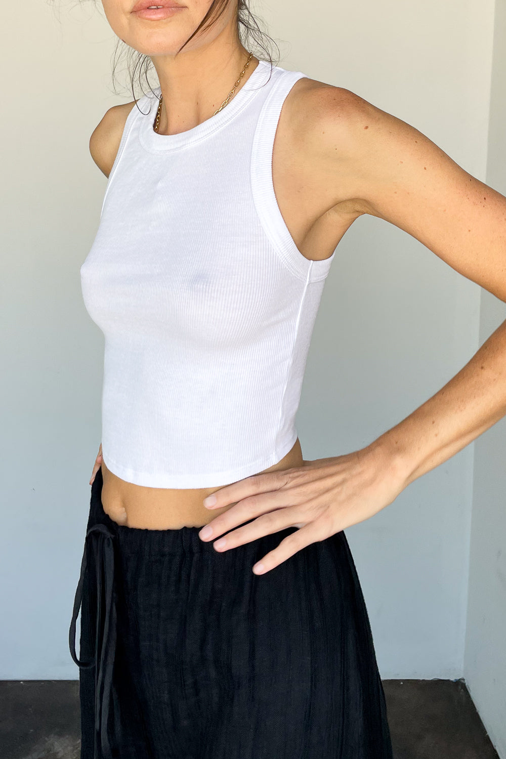 Cropped Bold Sheath Tank