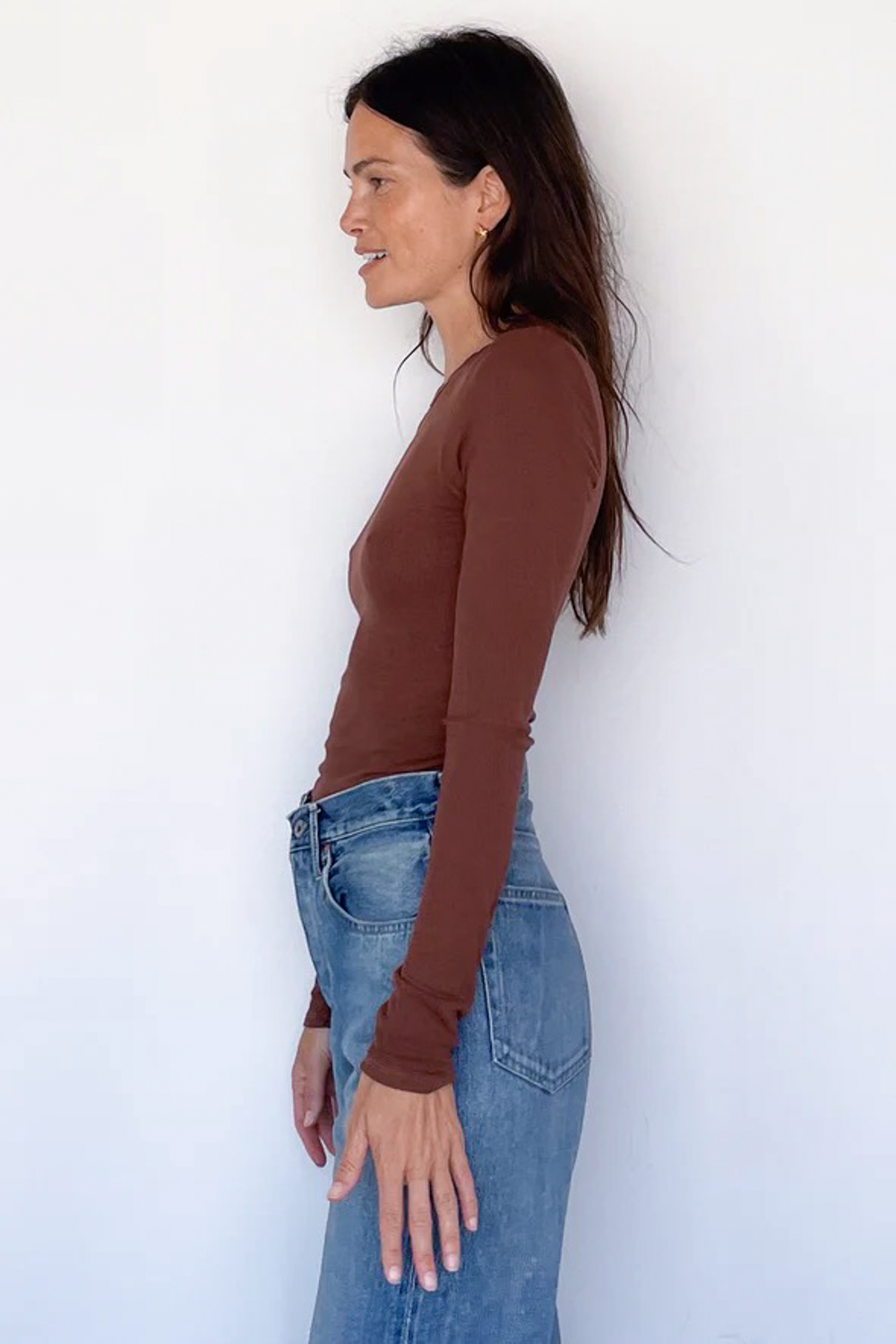 Cropped Silk Rib Crewneck