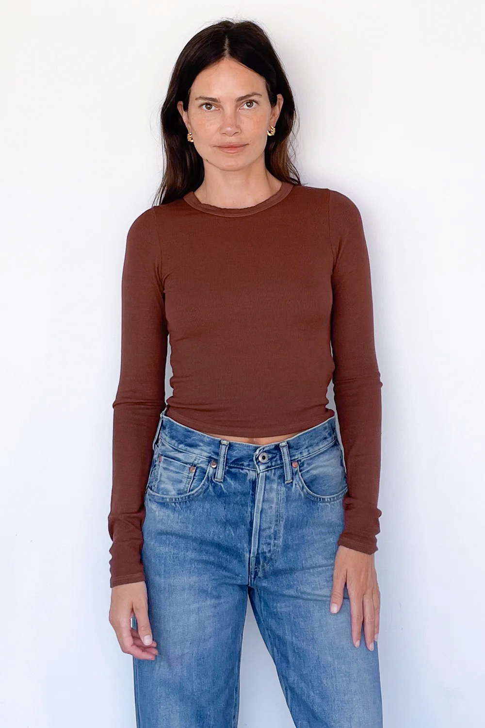 Cropped Silk Rib Crewneck