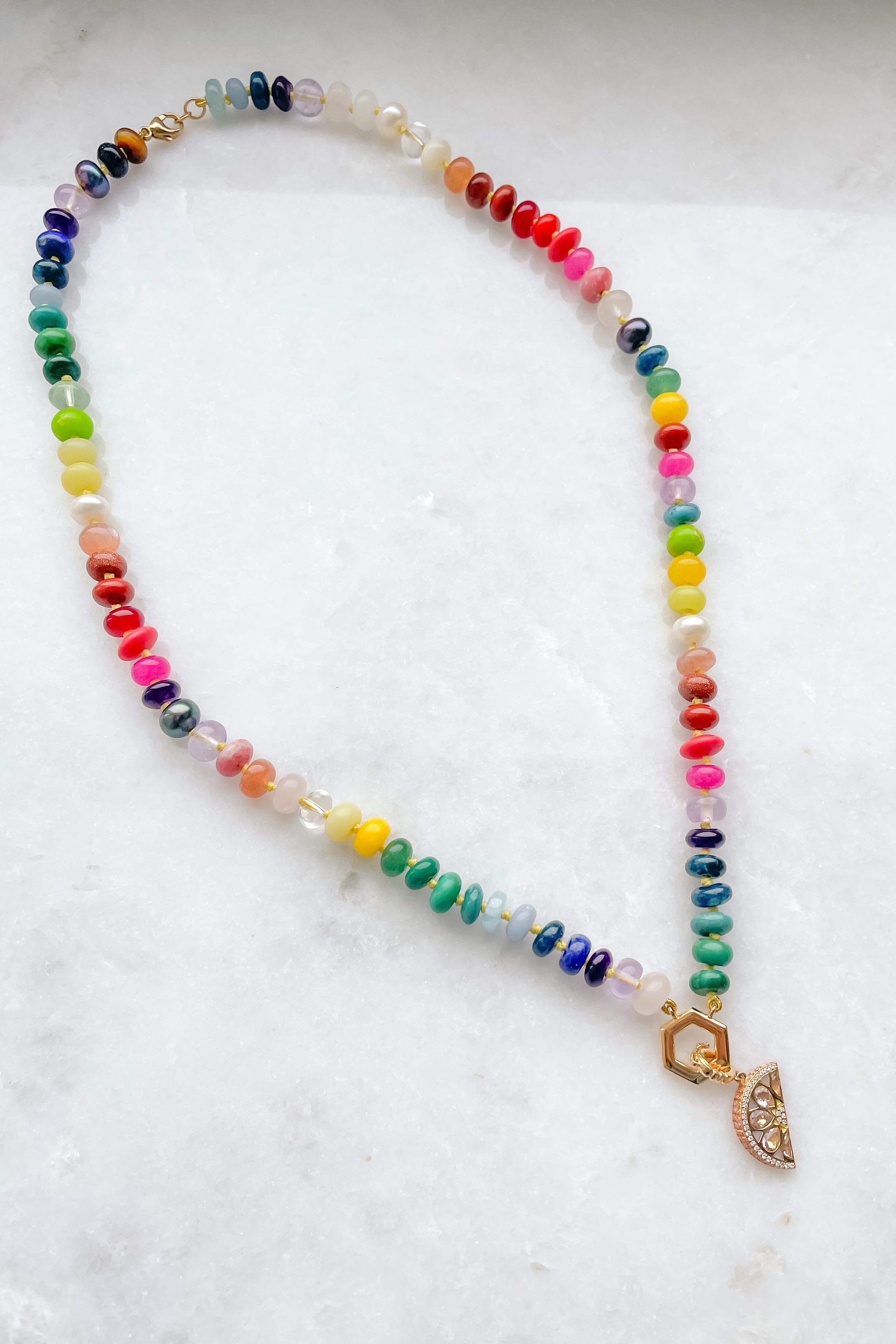 22" Rainbow Gemstone Beaded Necklace