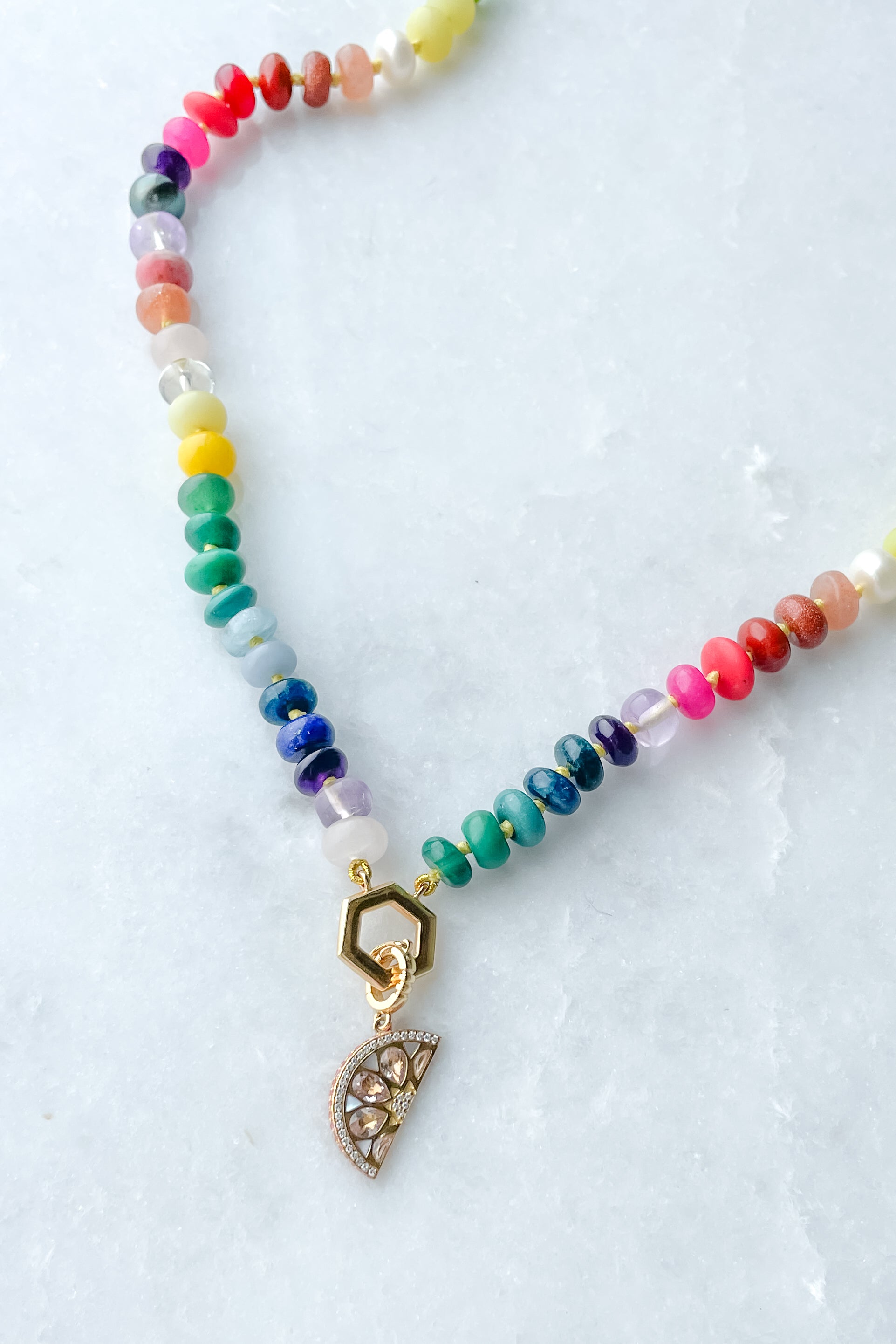 22" Rainbow Gemstone Beaded Necklace