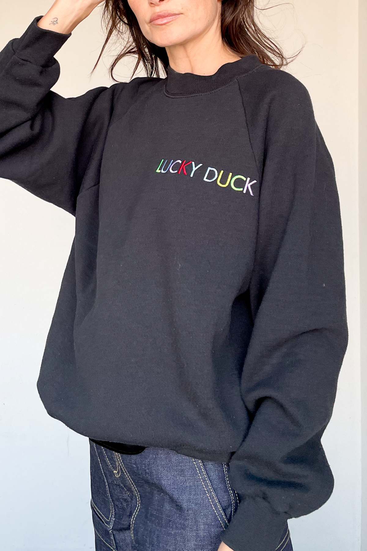 Lucky Duck Sweatshirt - SMALL Black