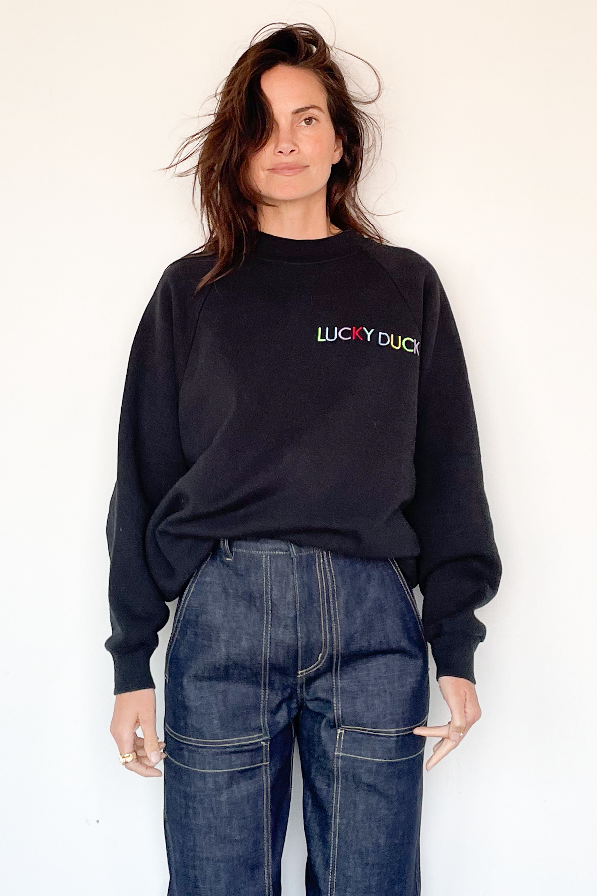 Lucky Duck Sweatshirt - SMALL Black