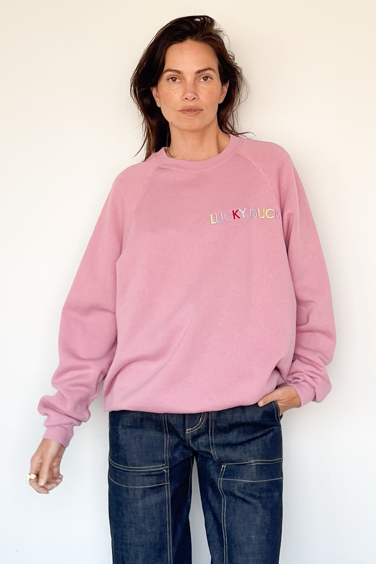 Lucky Duck Sweatshirt - SMALL Rose