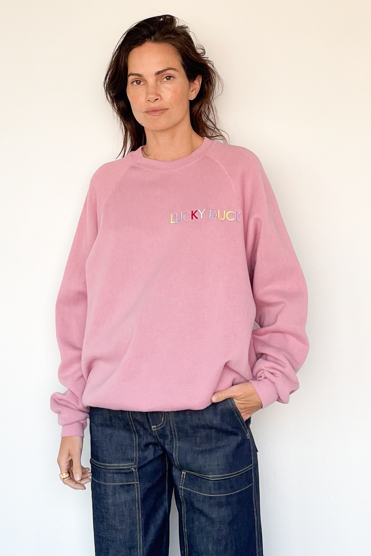 Lucky Duck Sweatshirt - SMALL Rose