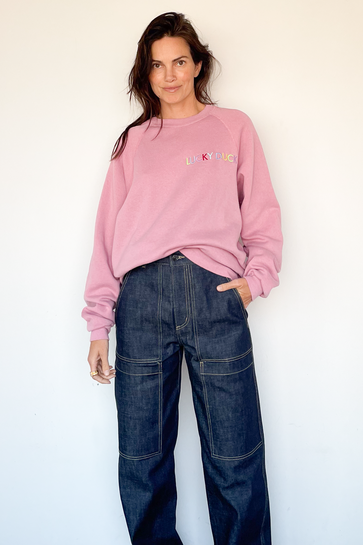 Lucky Duck Sweatshirt - SMALL Rose