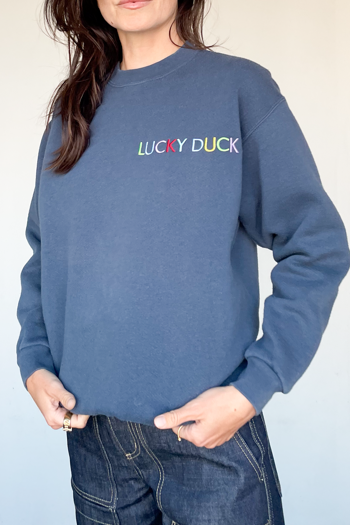 Lucky Duck Sweatshirt - SMALL Slate