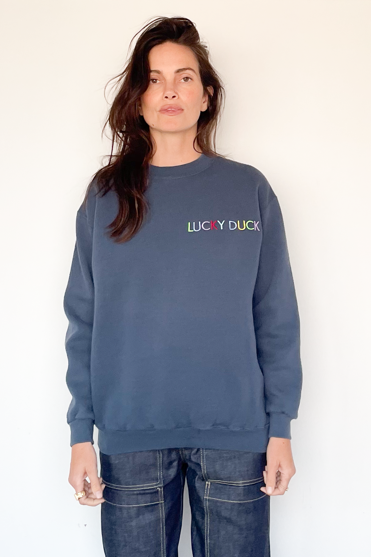 Lucky Duck Sweatshirt - SMALL Slate