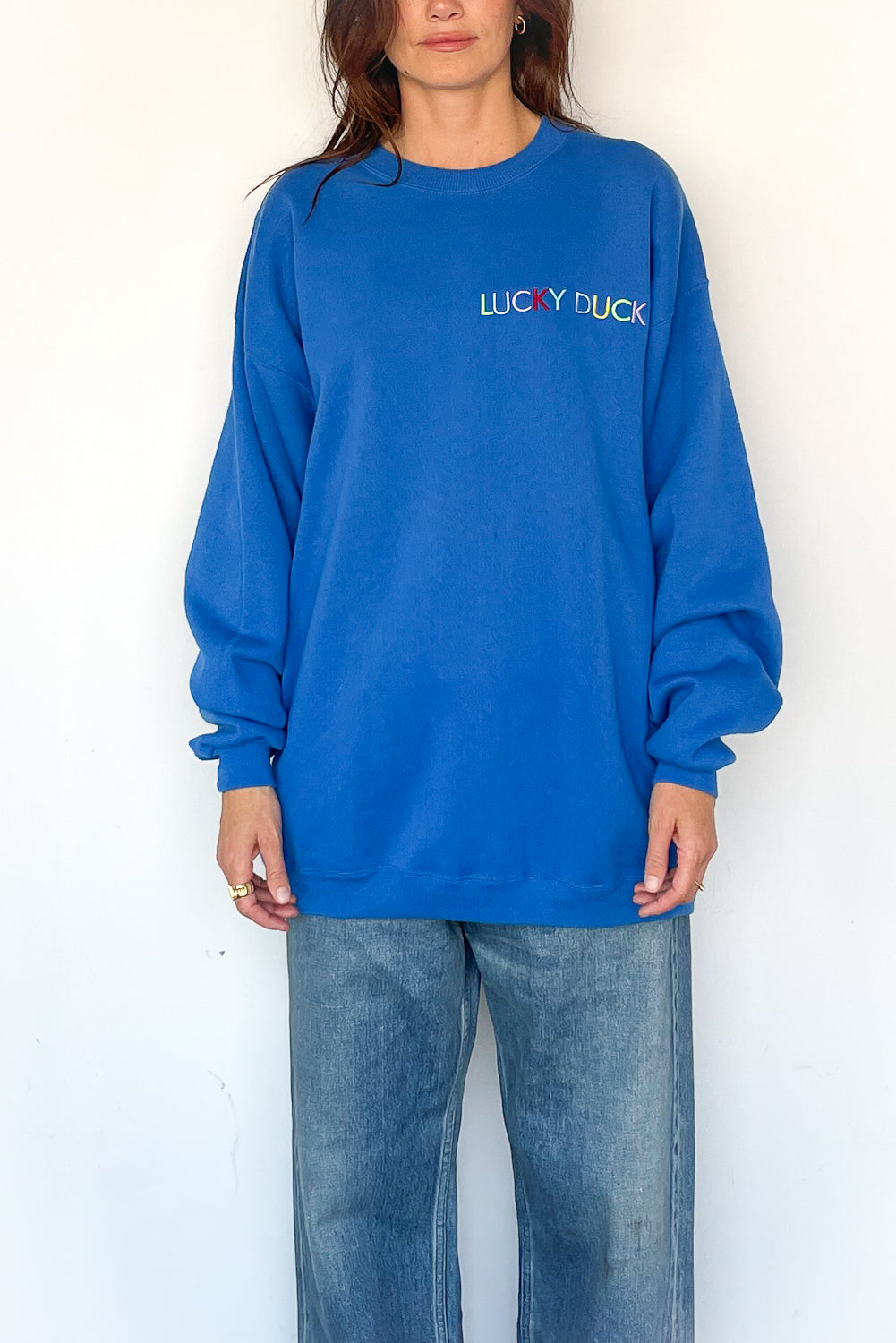 Lucky Duck Sweatshirt - LARGE Blue