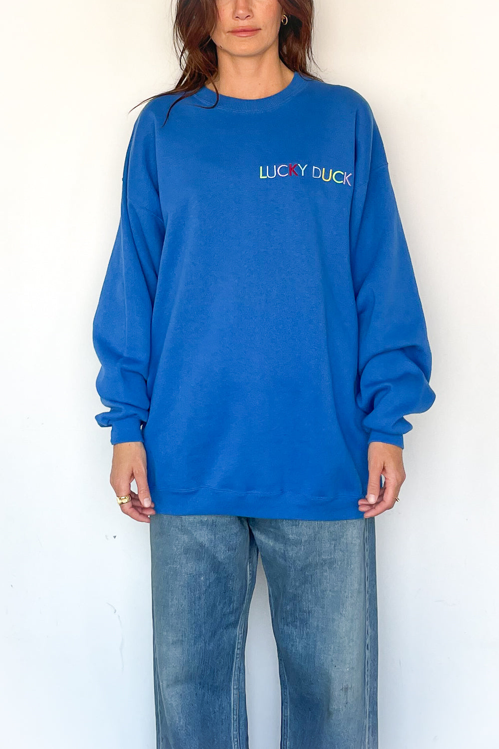 Lucky Duck Sweatshirt - LARGE Blue