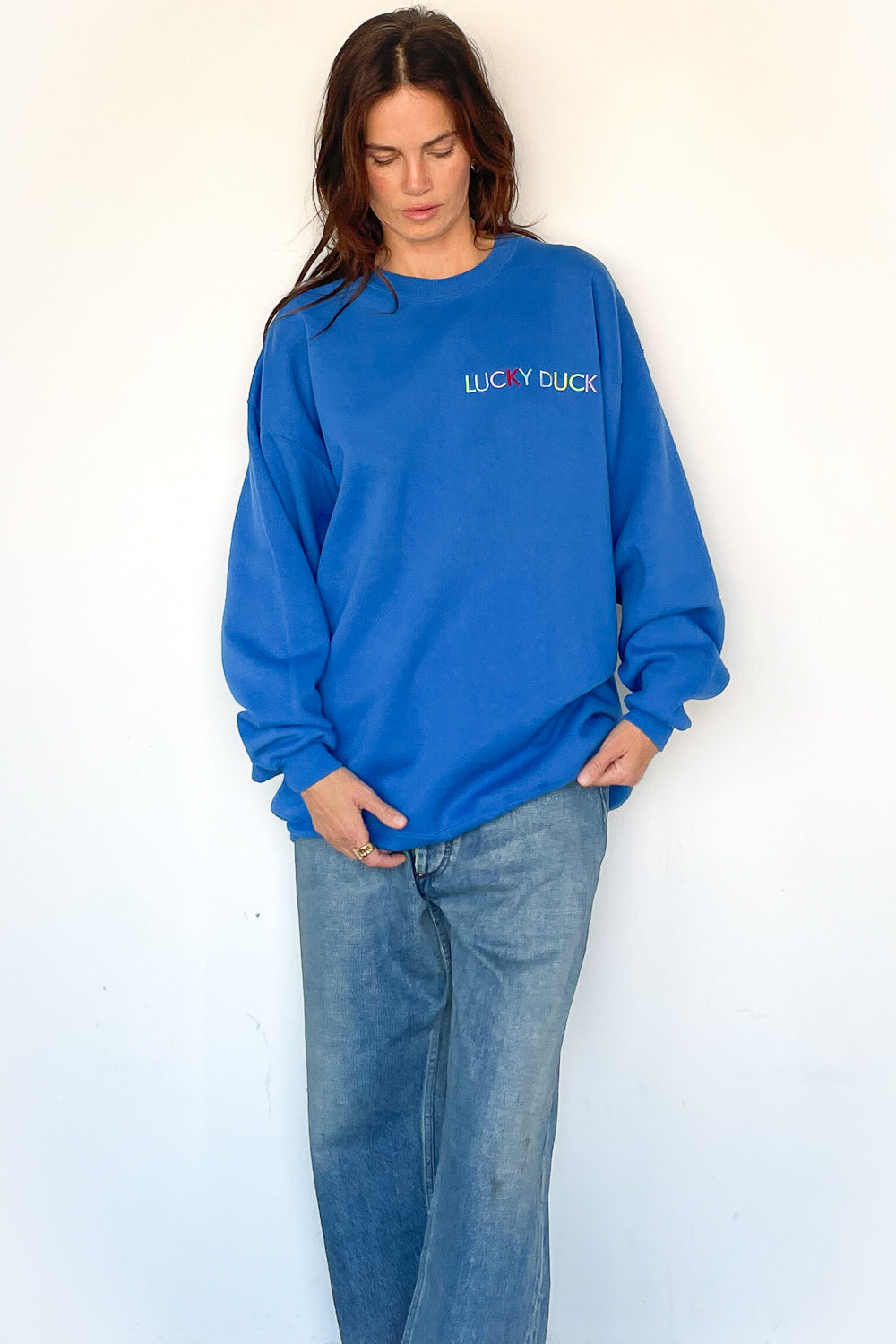 Lucky Duck Sweatshirt - LARGE Blue