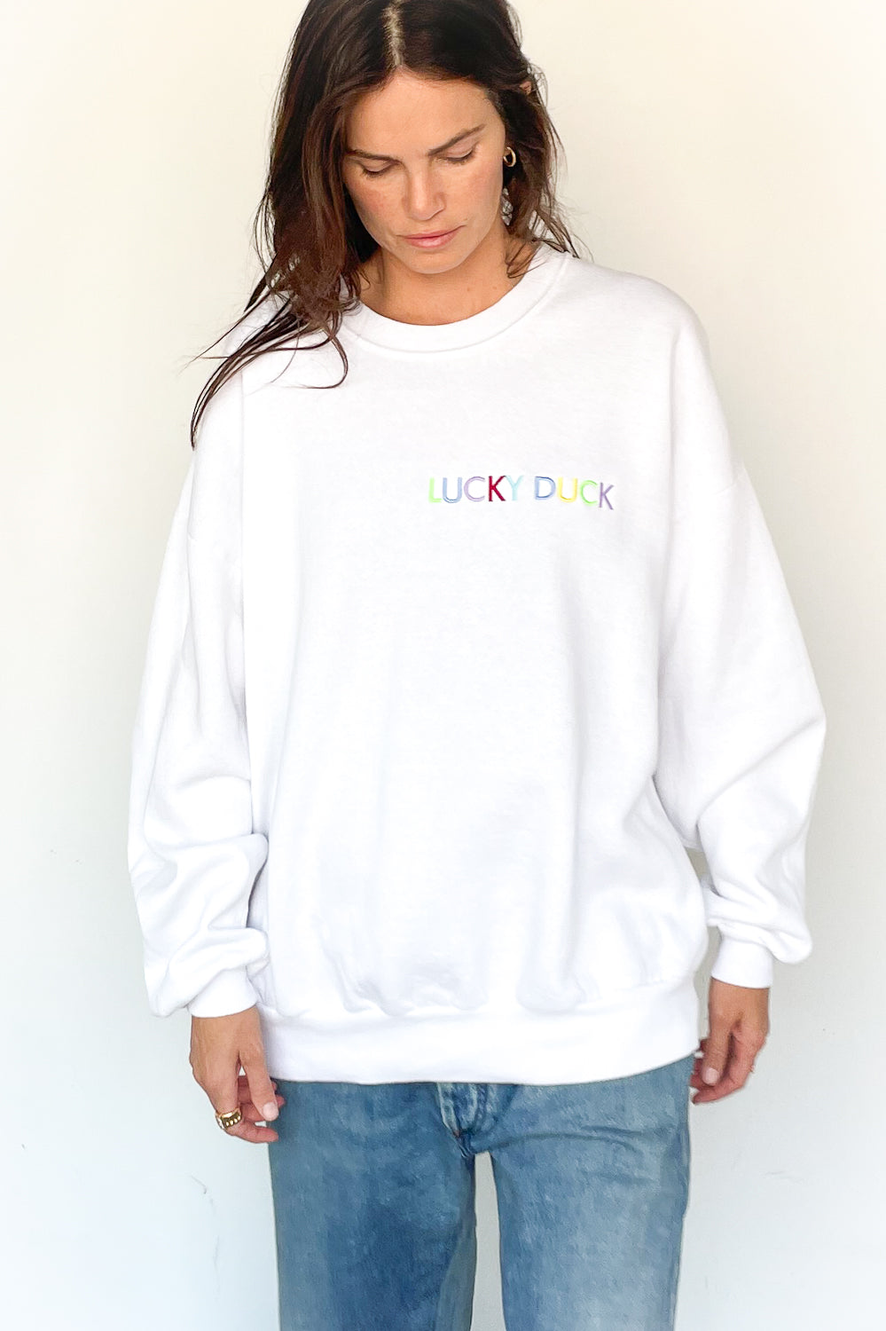 Lucky Duck Sweatshirt - LARGE White