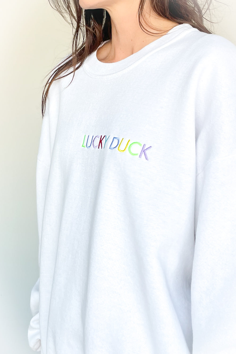 Lucky Duck Sweatshirt - LARGE White