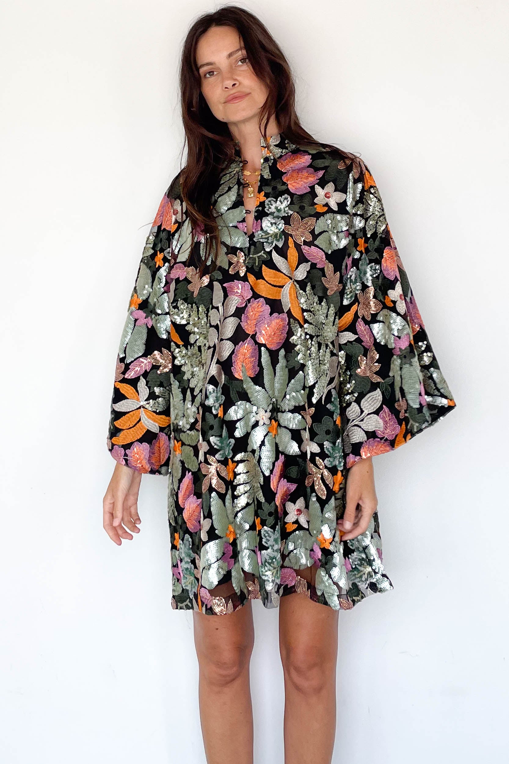 Caftan No. 859 Safari Floral Sequin Mini