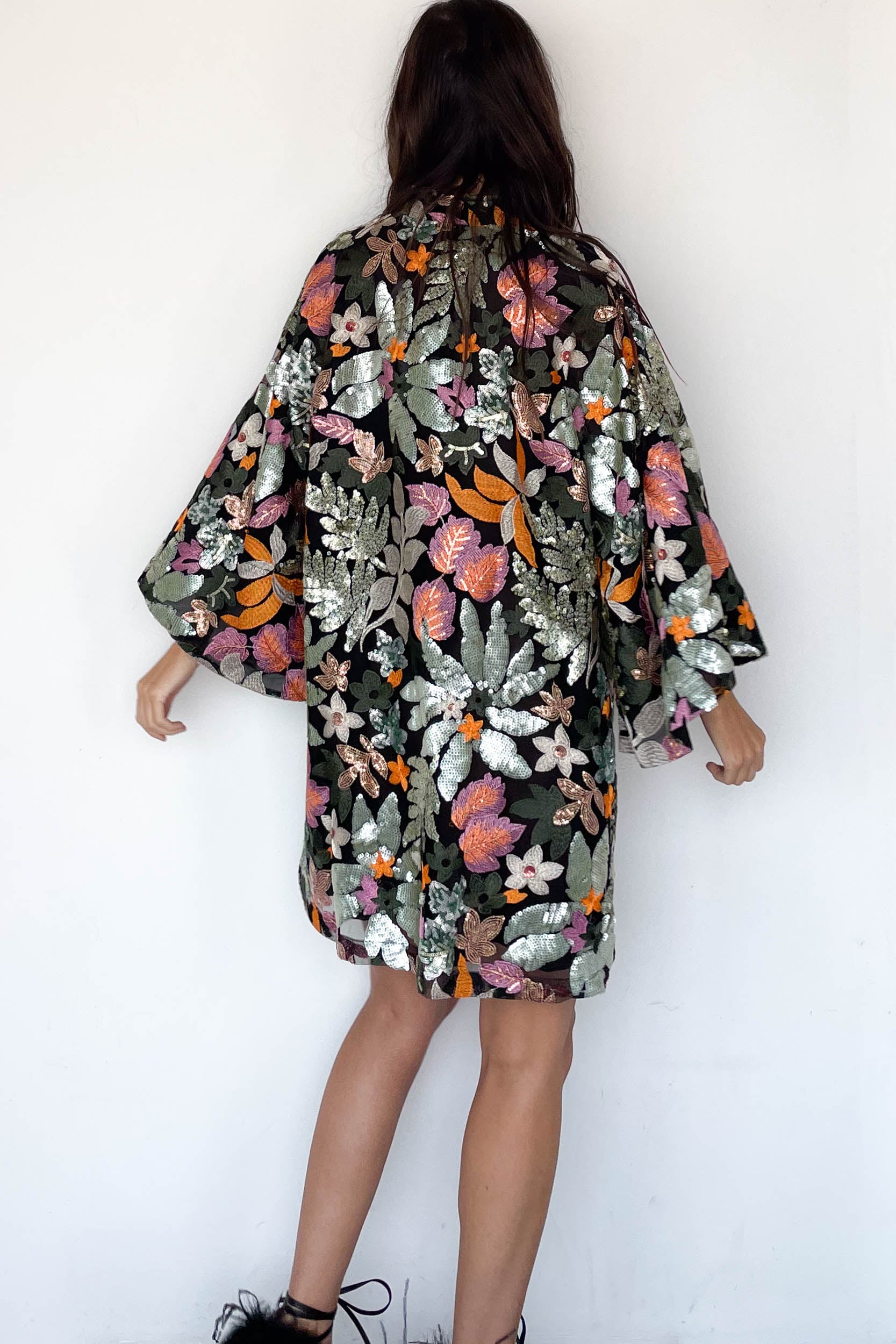 Caftan No. 859 Safari Floral Sequin Mini