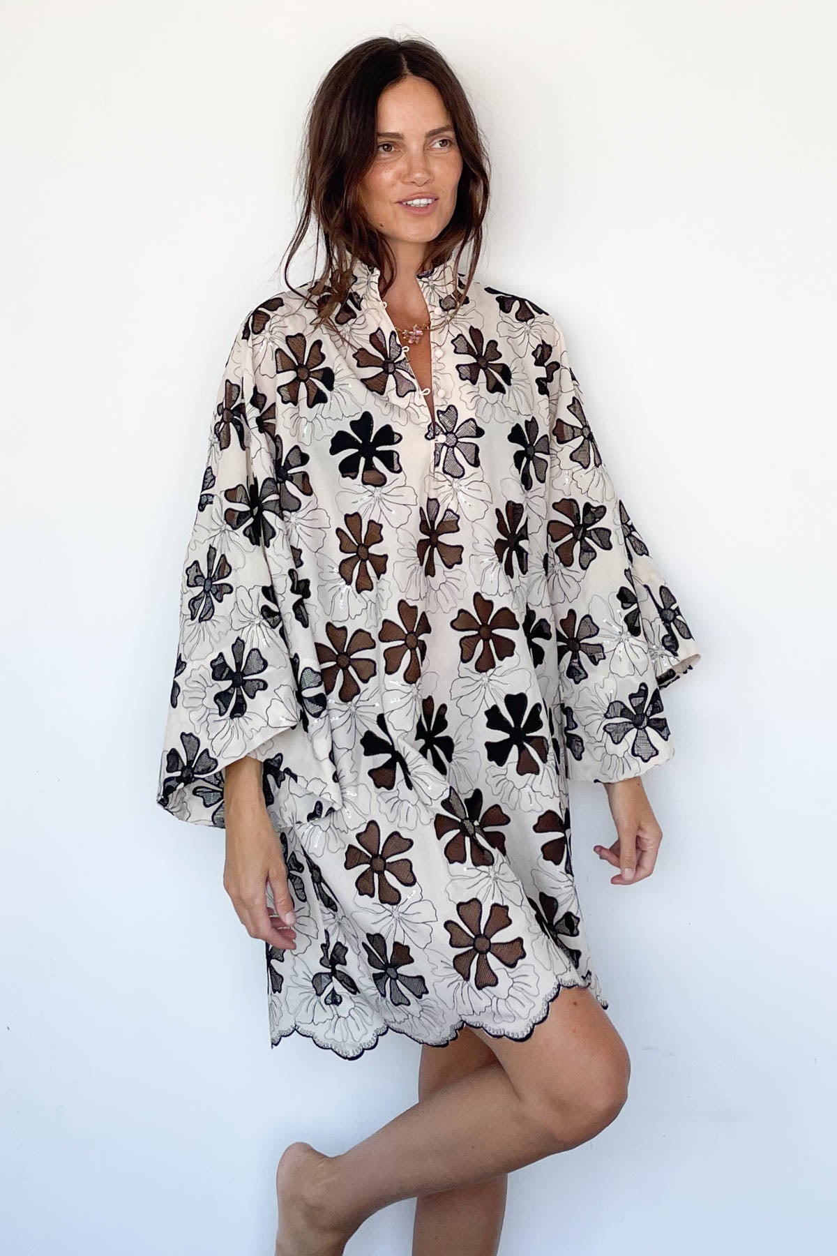 Hibiscus Mesh Mini Caftan