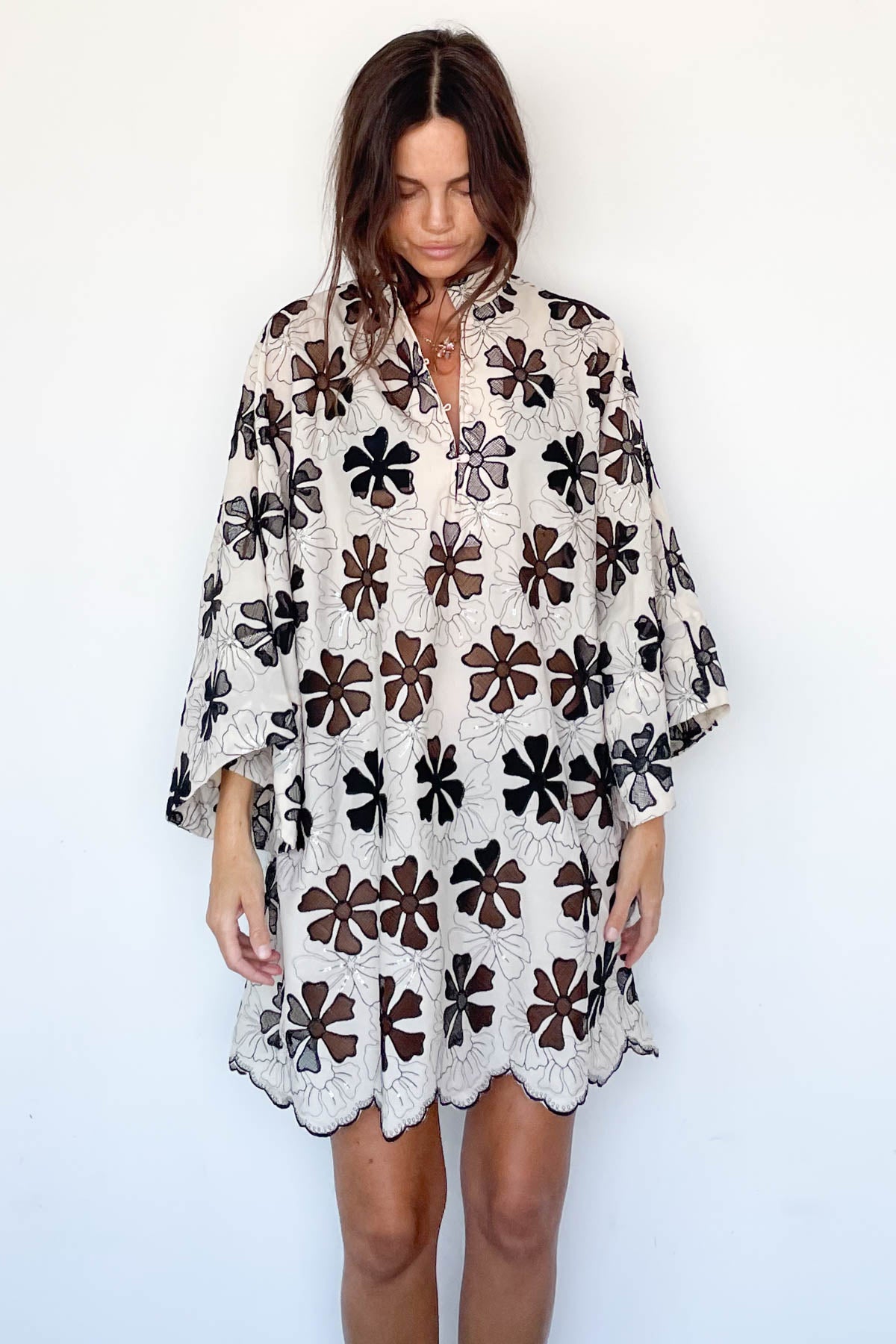 Hibiscus Mesh Mini Caftan