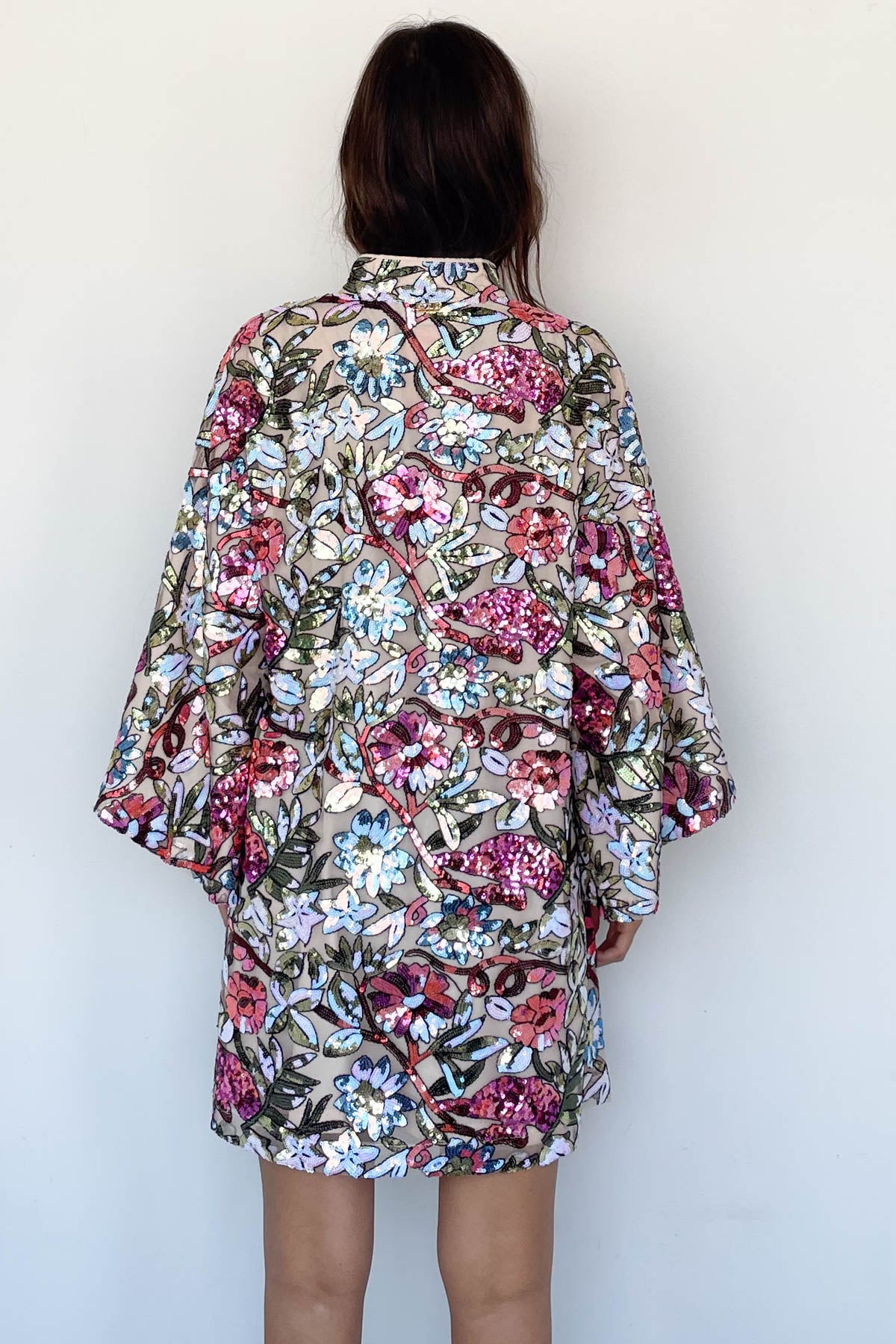 Jewel Floral Sequin Mini Caftan