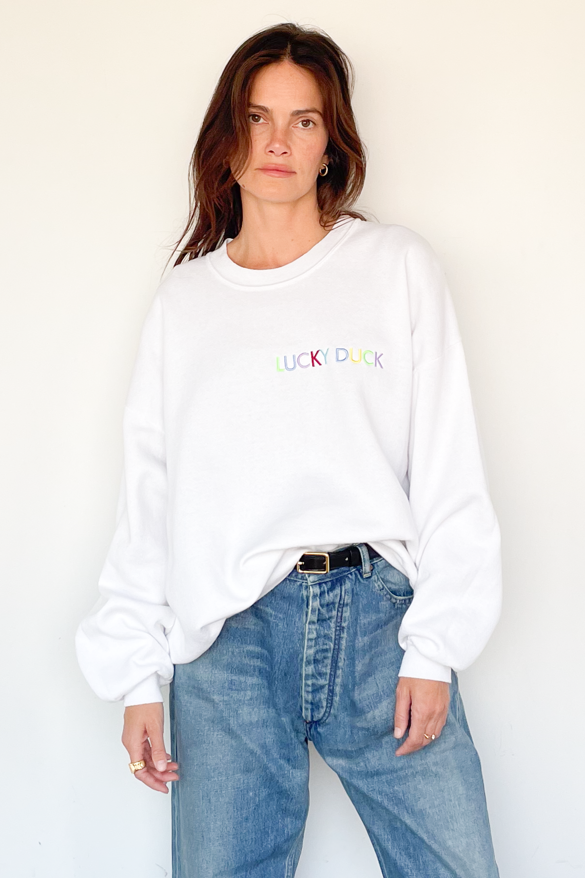 Lucky Duck Sweatshirt - LARGE White