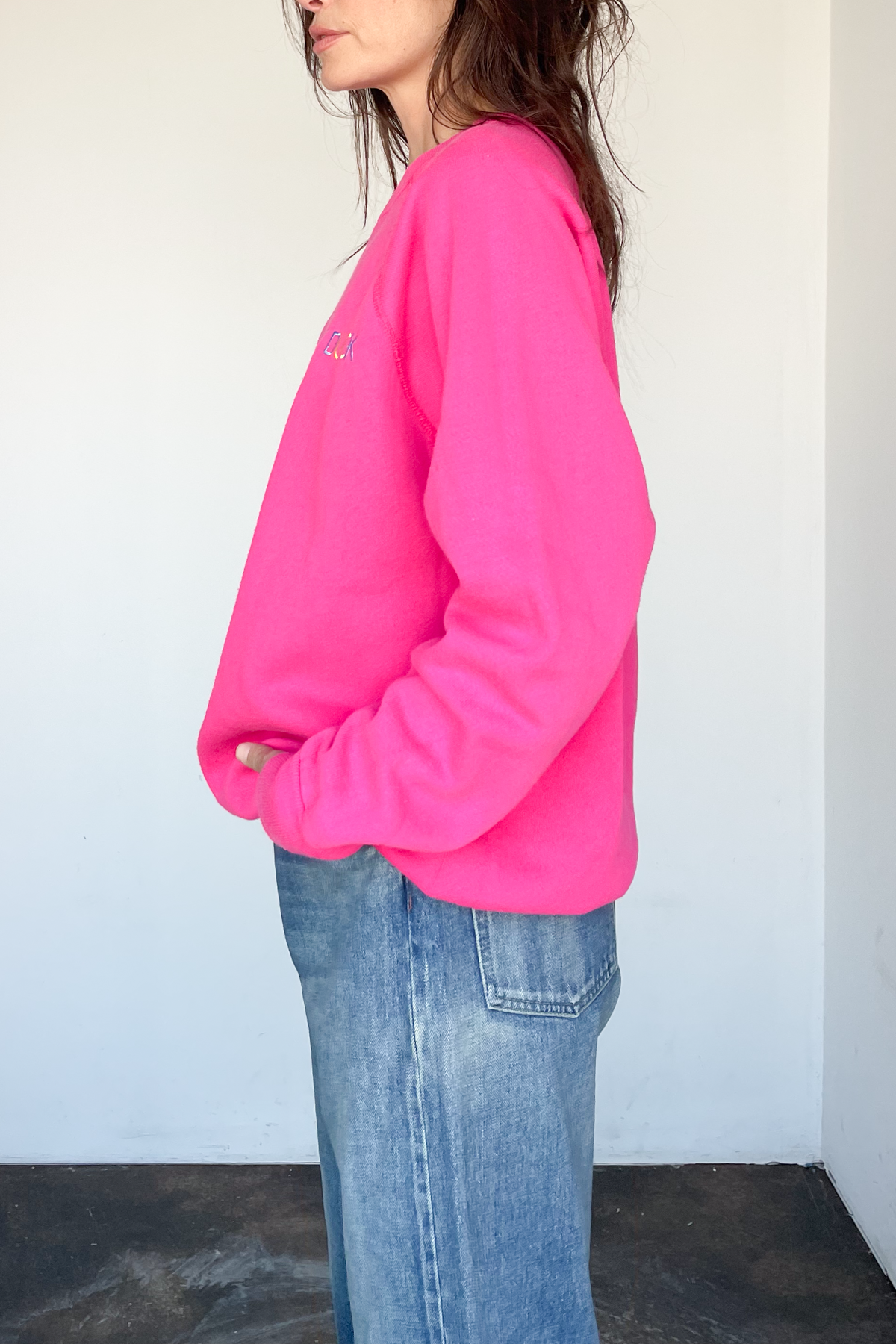 Lucky Duck Sweatshirt - MEDIUM Hot Pink