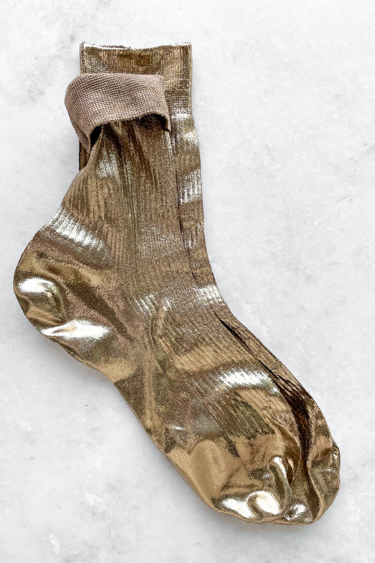 Bruciato Gold Ribbed Laminated Socks